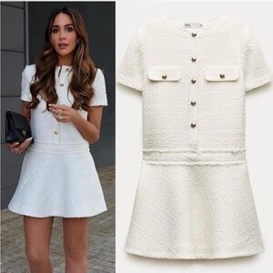 Elegant White Short Sleeve Dress